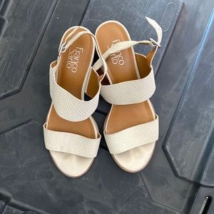 Cream Snakeskin Franco Sarto Block Heel